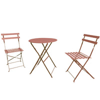 Set 3 Pezzi Giardino Tavolo 2 Sedie da Bistrot Pieghevole Modello Parigi Pesca