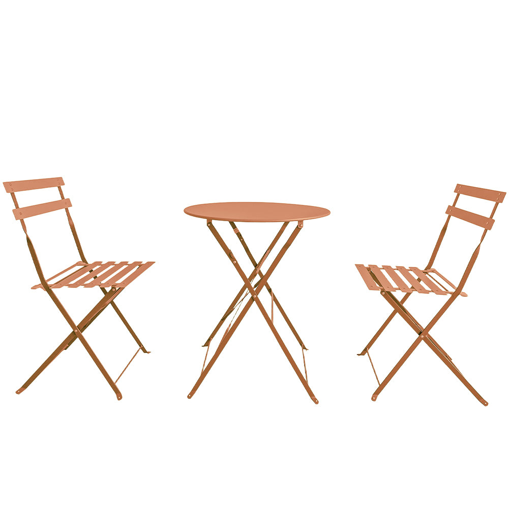 Set 3 Pezzi Giardino Tavolo 2 Sedie da Bistrot Pieghevole Modello Parigi Pesca