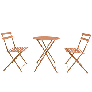 Set 3 Pezzi Giardino Tavolo 2 Sedie da Bistrot Pieghevole Modello Parigi Pesca