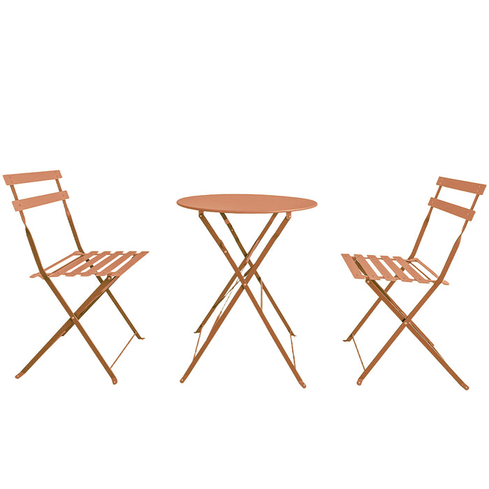 Set 3 Pezzi Giardino Tavolo 2 Sedie da Bistrot Pieghevole Modello Parigi Pesca