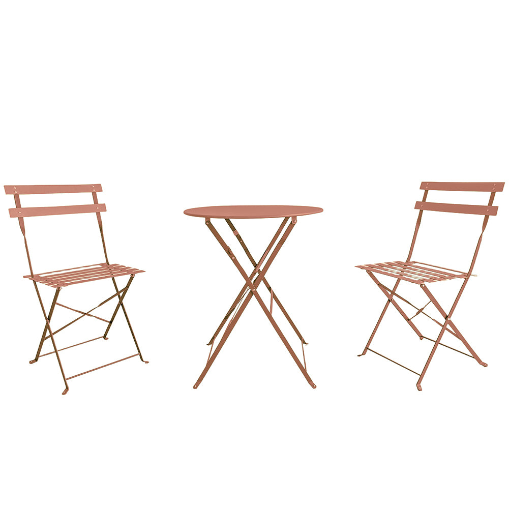Set 3 Pezzi Giardino Tavolo 2 Sedie da Bistrot Pieghevole Modello Parigi Pesca