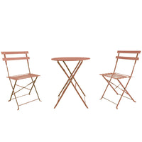 Set 3 Pezzi Giardino Tavolo 2 Sedie da Bistrot Pieghevole Modello Parigi Pesca