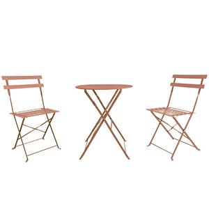 Set 3 Pezzi Giardino Tavolo 2 Sedie da Bistrot Pieghevole Modello Parigi Pesca