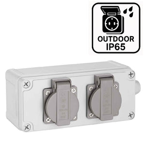 Cassetta Multipresa Elettrica Esterno da Parete 2 Prese Shucko Impermeabili IP54