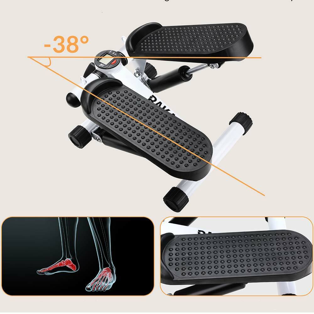 Stepper Allenamento Cardio Fitness Palestra con Manubri Elastici e Display Digitale Bianco