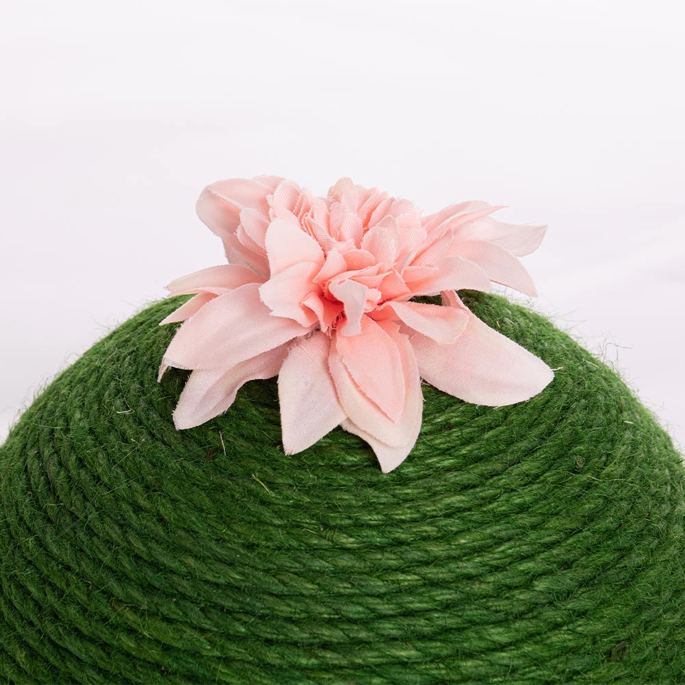Tiragraffi Gatto Sfera Palla in Corda Canapa con Base Legno Verde con Fiore