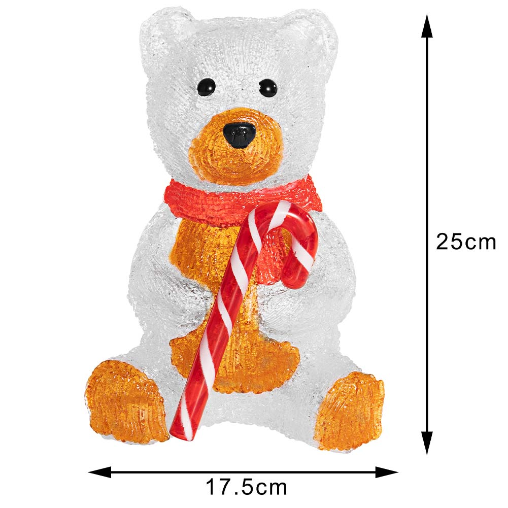 Orsetto Orso Seduto Natalizio Acrilico 30 Led Bianco Decorazione Luminosa Interno Esterno