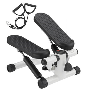 Stepper Allenamento Cardio Fitness Palestra con Manubri Elastici e Display Digitale Bianco