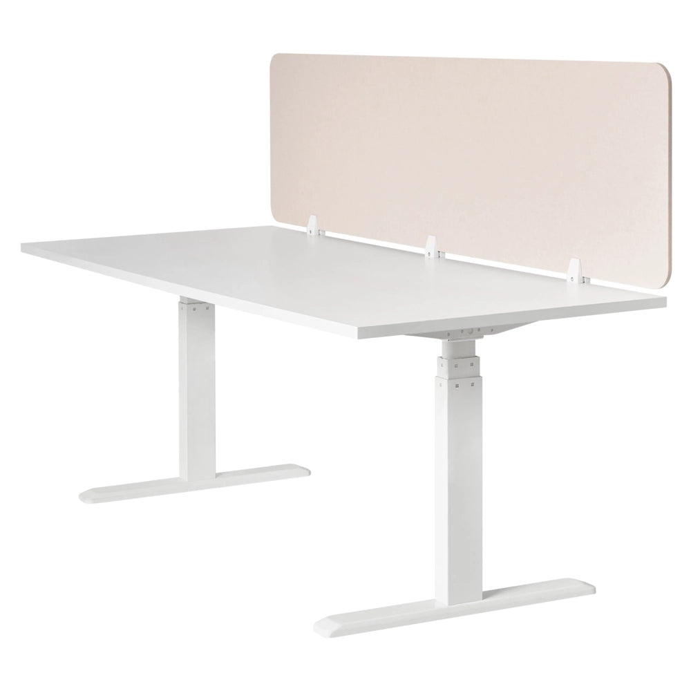 Pannello divisorio in PET per scrivania rivestito in tessuto 180 x 50 cm beige  Morsetti di montaggio modulari Casa Ufficio
