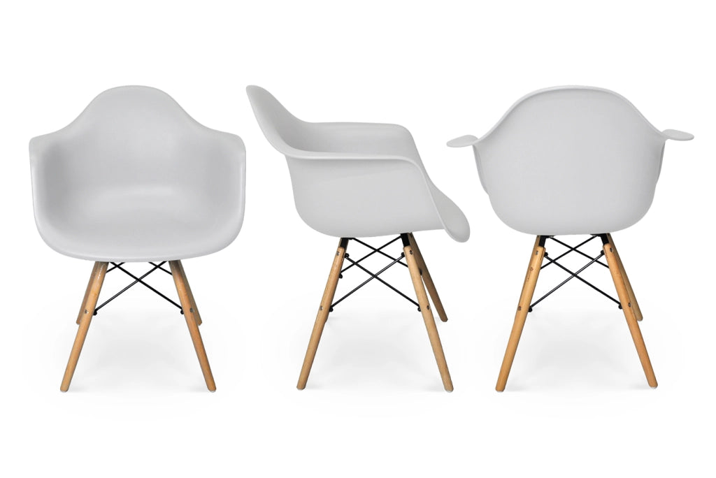 Sedia in plastica grigia, poltrona con piedi in legno (2 pz) - SD01DAPL