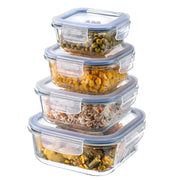 Set di contenitori per alimenti in vetro KADAX, contenitori in vetro con coperchio, portapranzo x4