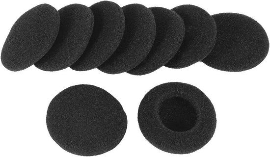 Orecchini supplementari in nero per cuffie - Set da 10 pezzi - Cuscini morbidi - Diametro 4,5 cm
