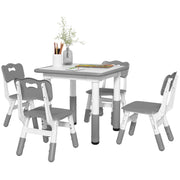 Set 4 Sedie e Tavolo per Bambini ¨C Zephmum ¨C Grigio, Altezza Regolabile