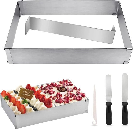 Fornello adattabile rettangolare - forma torta - cerchio per forno rettangolare - pallet angolare - torta torte - forno pizza. Anello per torta