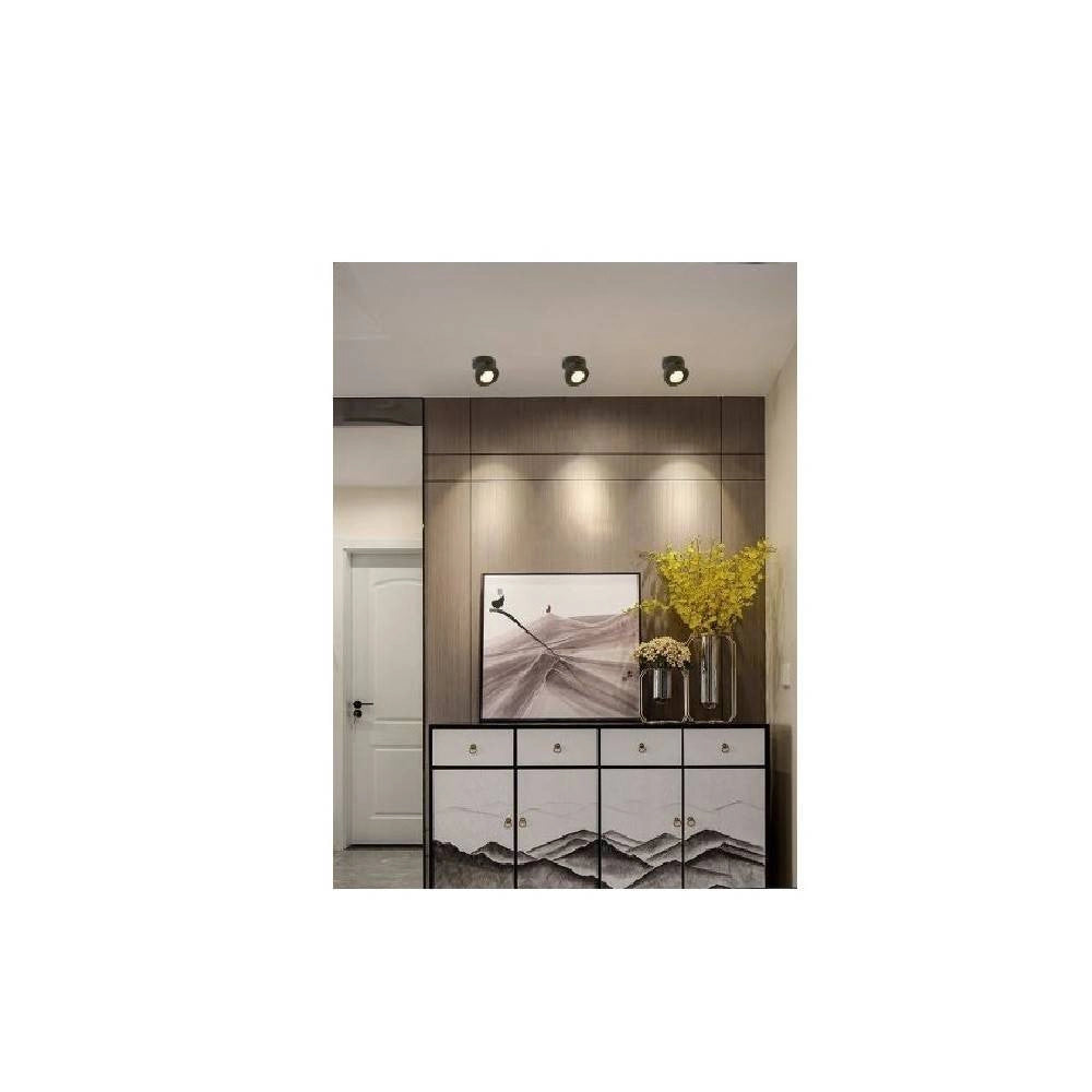 Trade Shop - Faretto Led A Superficie Orientabile 7watt Luce Naturale Fredda Ip20 Nero F-7w-n -
