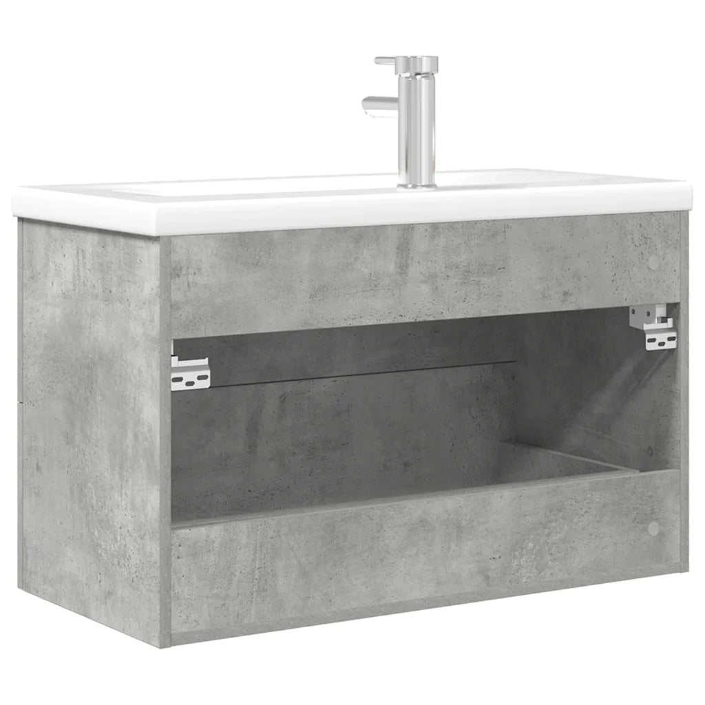 Set Mobili da Bagno | Armadio da bagno 2 pz Grigio Cemento in Legno Multistrato