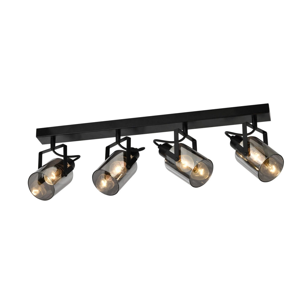 ZMH Faretto da soffitto 4 fiamme vetro grigio fumé E14 per camera letto