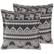 Set di 2 cuscini decorativi in cotone bianco e nero 45 x 45 cm federe rimovibili con imbottitura in poliestere