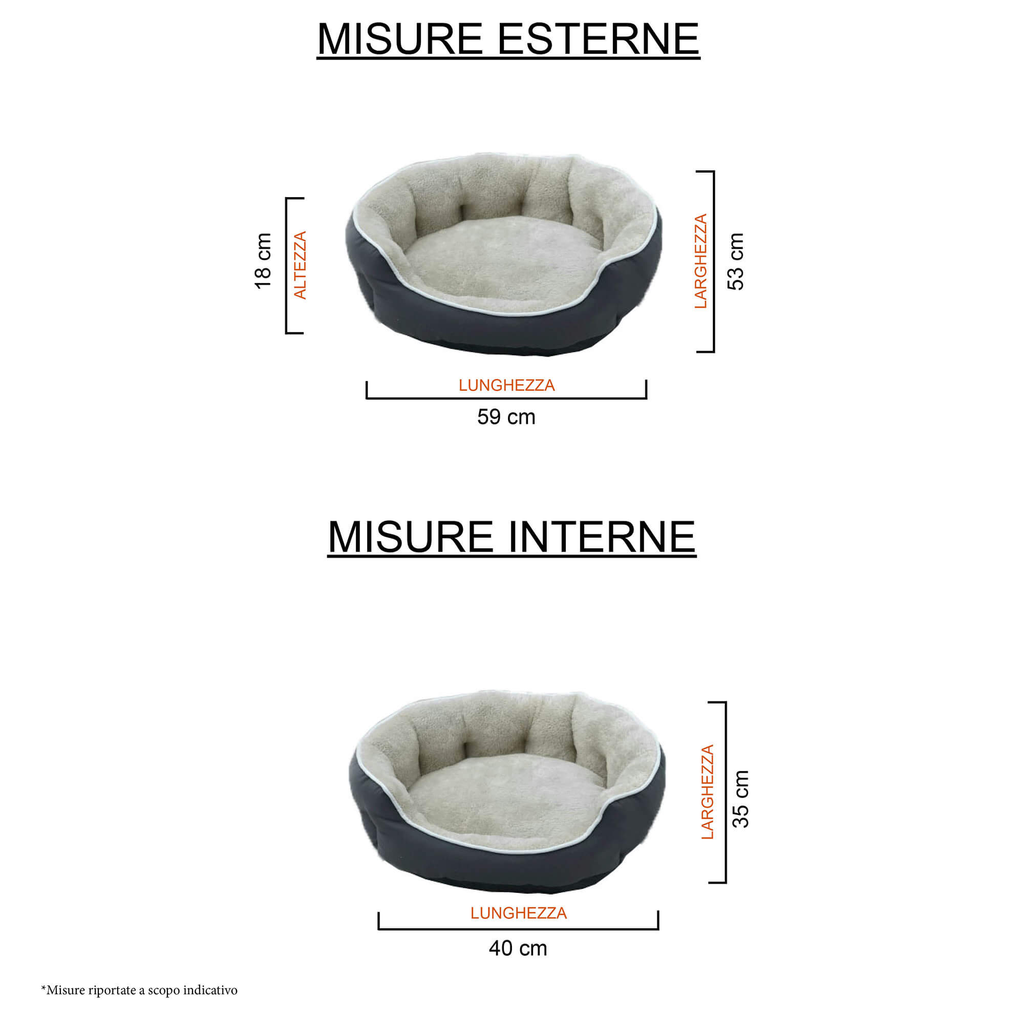 Cuccia Imbottita per Cani e Gatti 48x42x16cm in Poliestere Coccole Panna