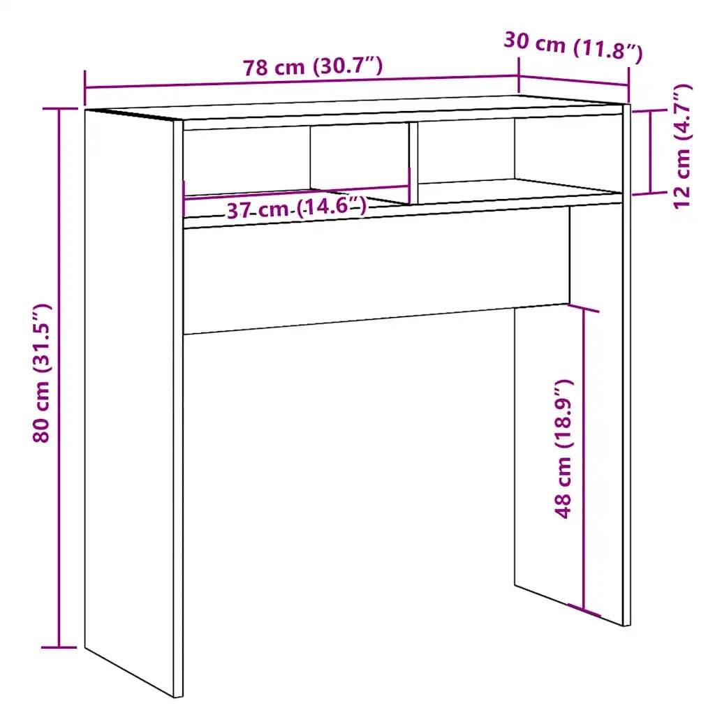 Tavolo Consolle Rovere Artigianale 78x30x80 cm in Truciolato 856621