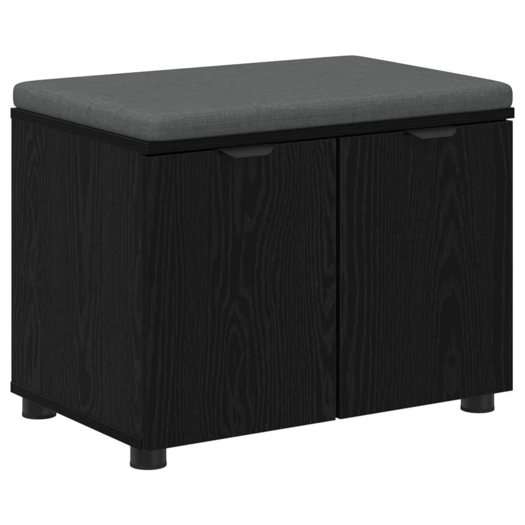 Panca per ingresso con cuscino-Sgabello-Panca da Corridoio Rovere Nero 60 x 38 x 46 cm 225994
