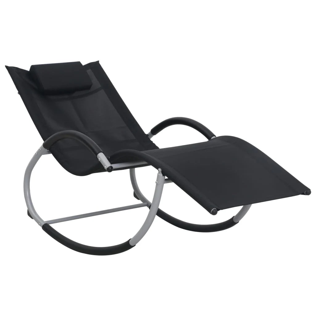 Lettino prendisole sedia a sdraio lettino prendisole letto da giardino mobili da esterno per patio con cuscino in textilene nero 02_0012557