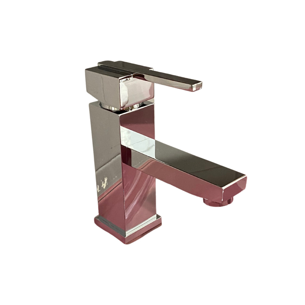 Rubinetto Miscelatore Monocomando Lavabo in Ottone Quadra Cromato