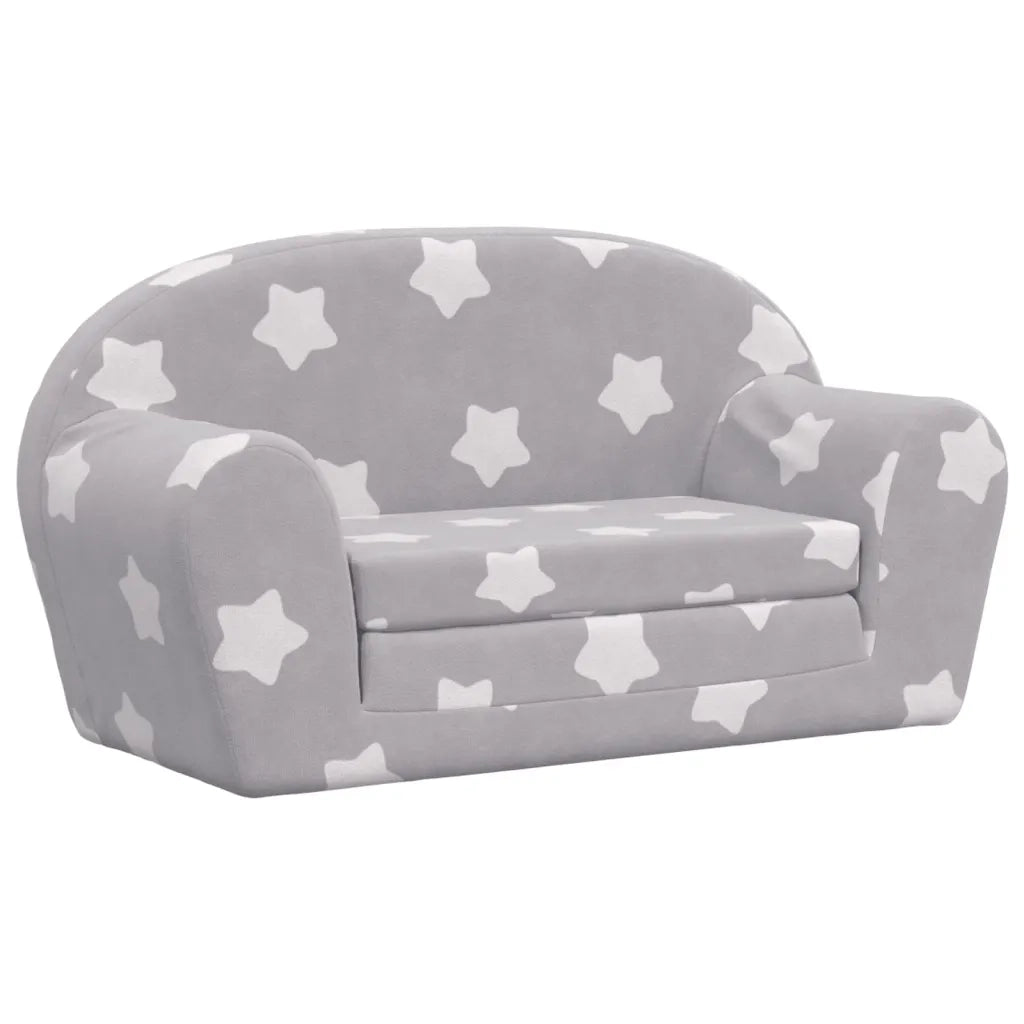 Divano letto | Sof¨¤ letto | Letto singolo Bambini a 2 Posti Grigio Chiaro con Stelle Peluche