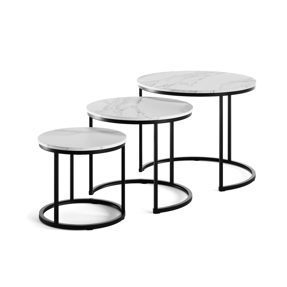 Vicco Tavolino da divano Bianco/nero 55 x 55 cm 3 parti