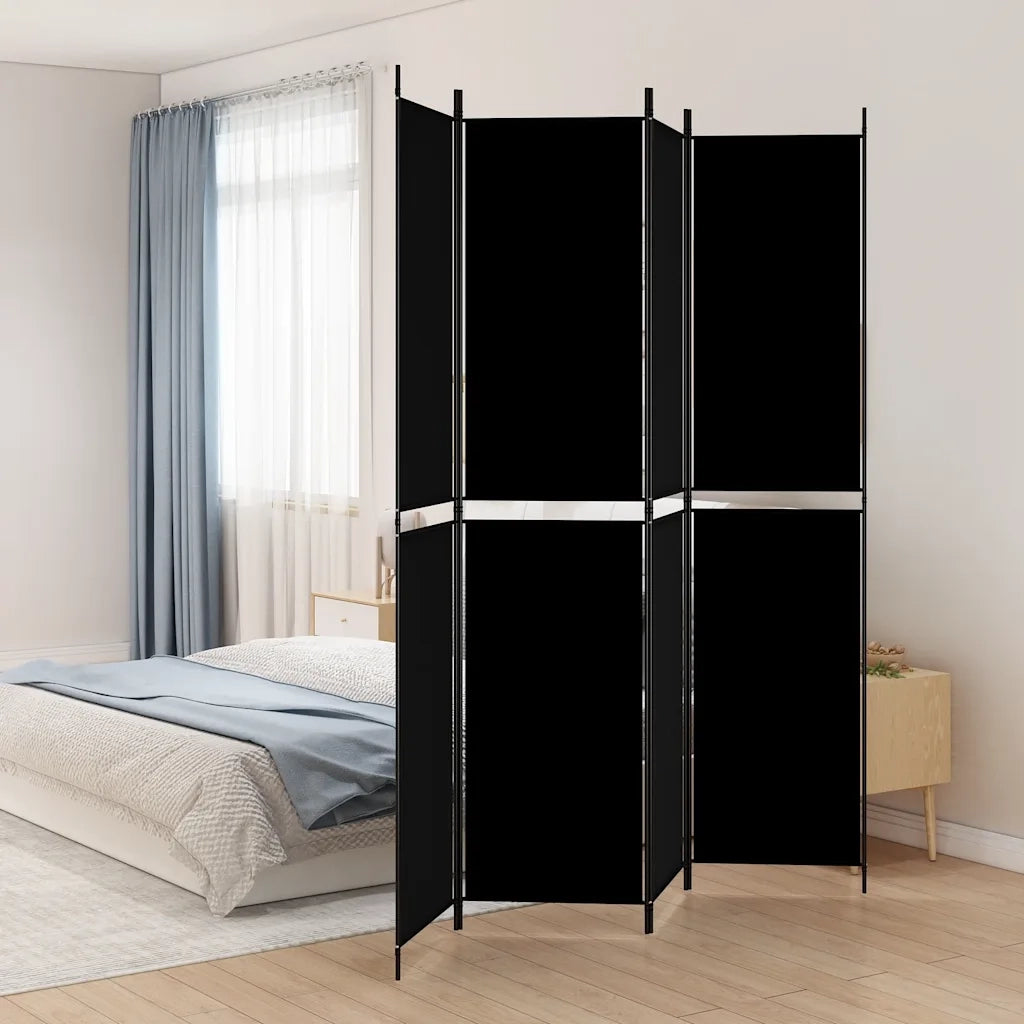 Divisorio a 4 Pannelli Nero 200x220 cm in Tessuto cod mxl 64639