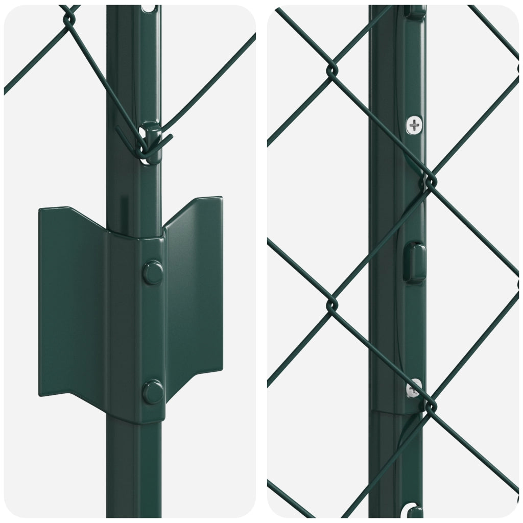 Recinzione a Maglie di Catena con 22 Post U Verde 1,6x25 m Acciaio