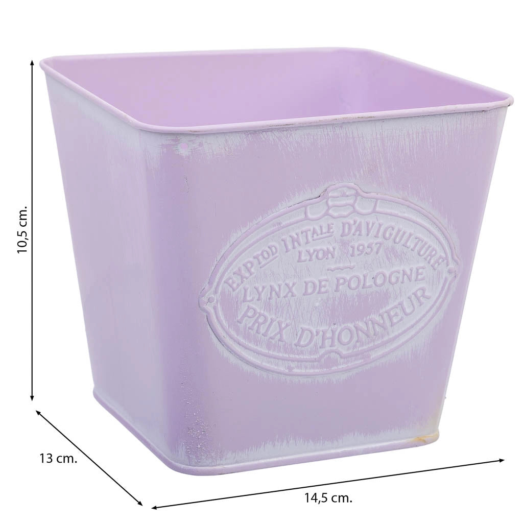 Cestino di metallo rosa 14,5x13x10,5