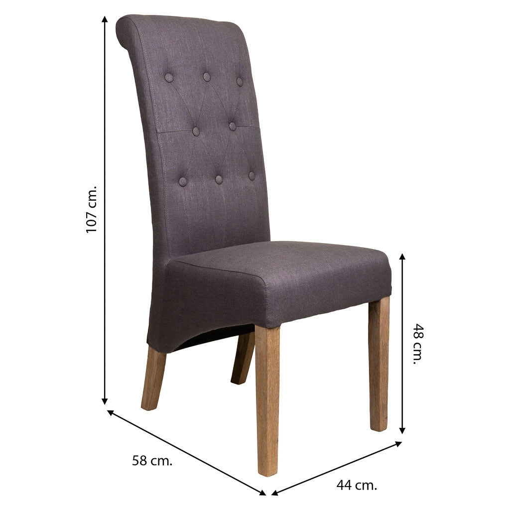 Sedia in legno imbottita grigia 44x58x48/107h
