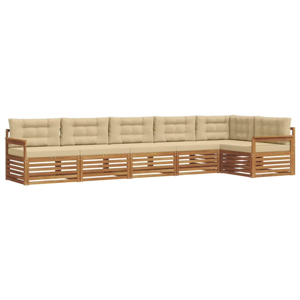 Set di divani da esterno con cuscino 6 pcs Naturale e Beige 3373528