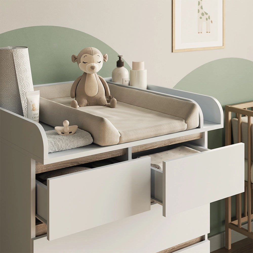 Vicco Fasciatoio Bianco/Sonoma 80 x 110.2 cm con 5 cassetti