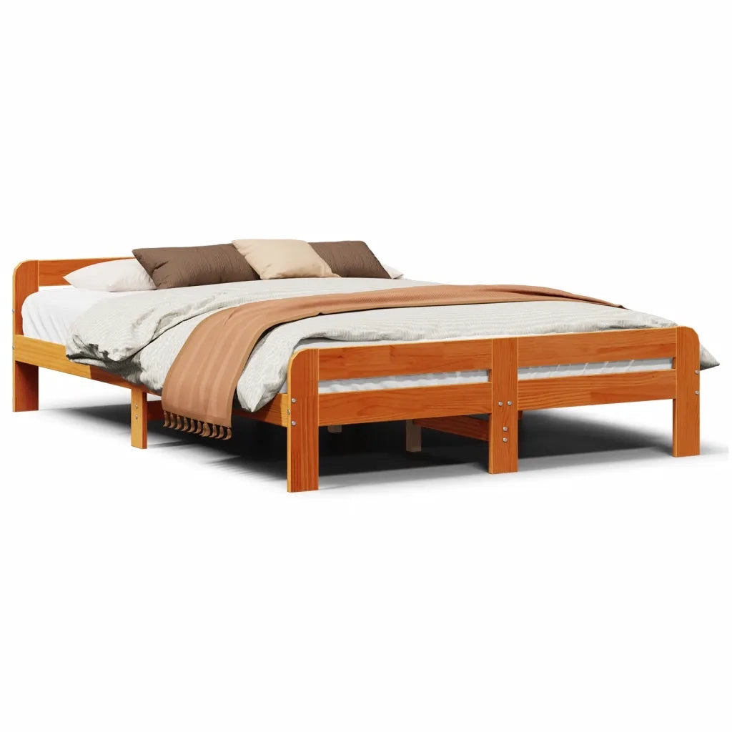 Letto senza Materasso Marrone Cera 160x200 cm in Legno di Pino 855468