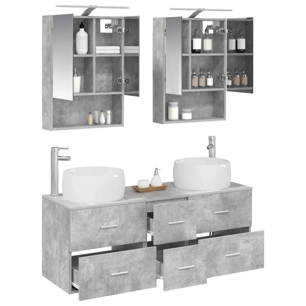 Set di mobili per il bagno 5 pcs Grigio Cemento 3407042