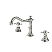 JULIAN | Rubinetto da bagno vintage a 3 fori argento spazzolato | Lavello in acciaio inossidabile retrò premium | Antico miscelatore 2 maniglie