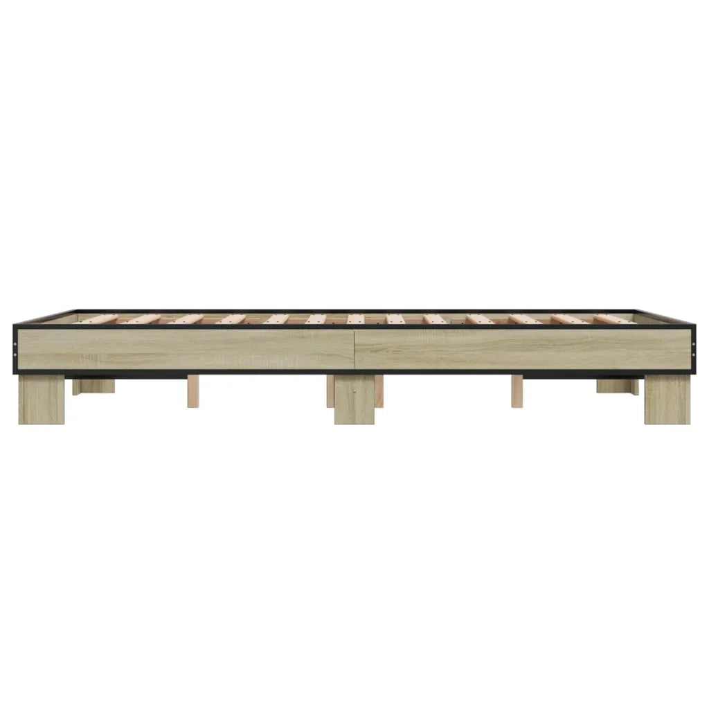 Letto matrimoniale | Letto per adulti | Giroletto Rovere Sonoma 120x200 cm in Legno Multistrato Metallo