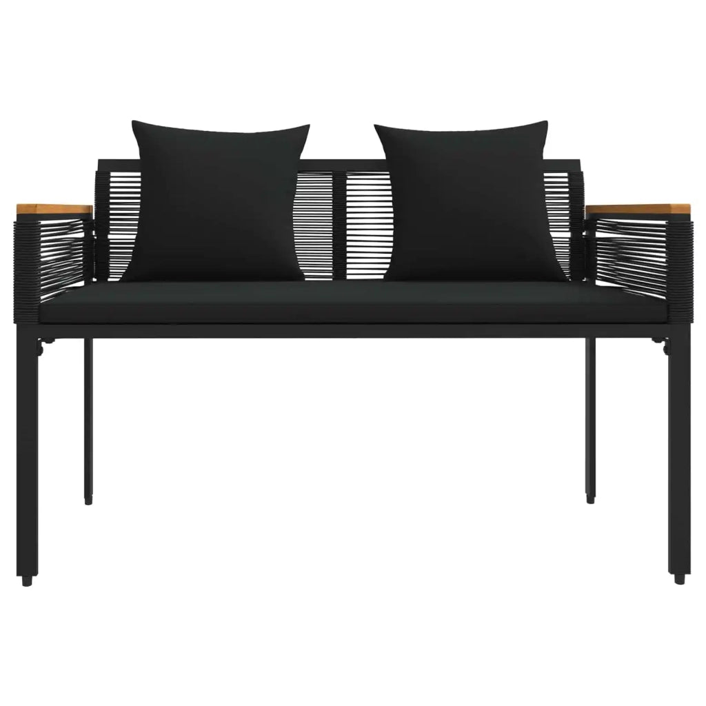Panchina da esterno Nero 117 x 54 x 74.5 cm polyrattan