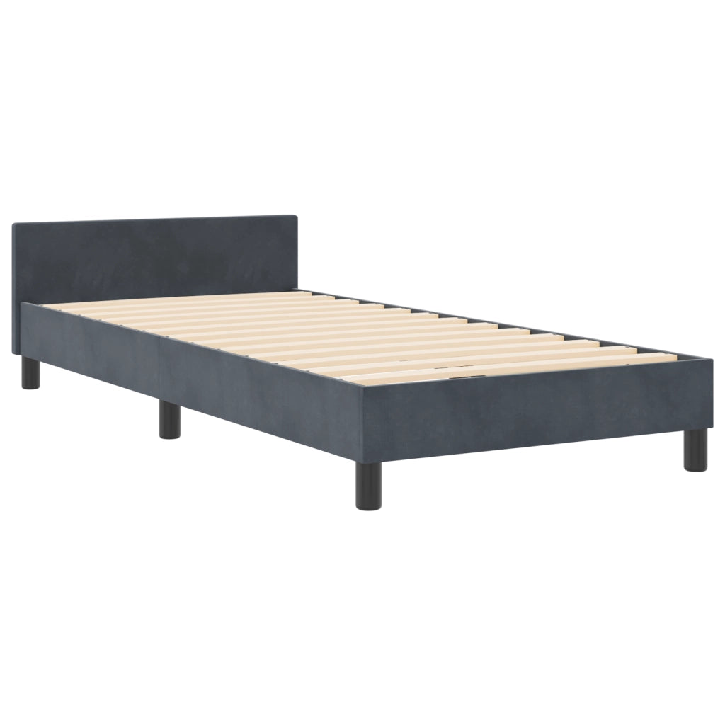 Struttura Letto Grigio Scuro 90x190 cm Velluto