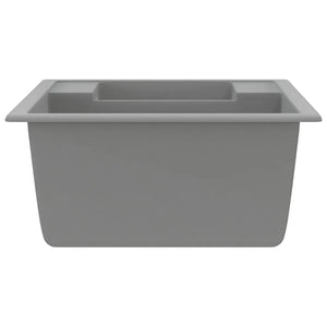 Lavello da Cucina Doppio con Foro Troppopieno Grigio in Granito 147086