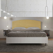 Letto matrimoniale senza rete 160x190 bianco frassino testata microfibra ocra Antilia