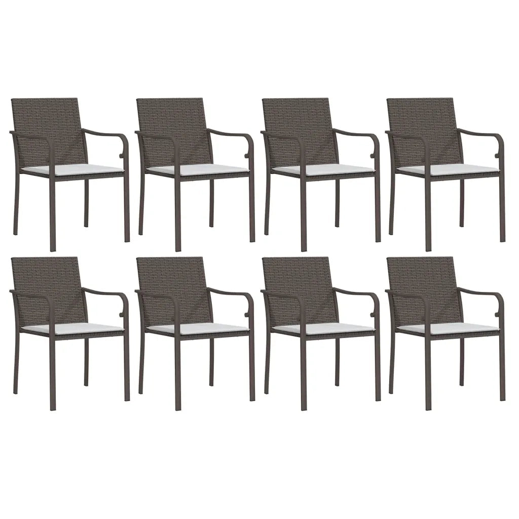 Set Pranzo da Giardino 9 pz con Cuscini in Polyrattan e Acciaio 3186966