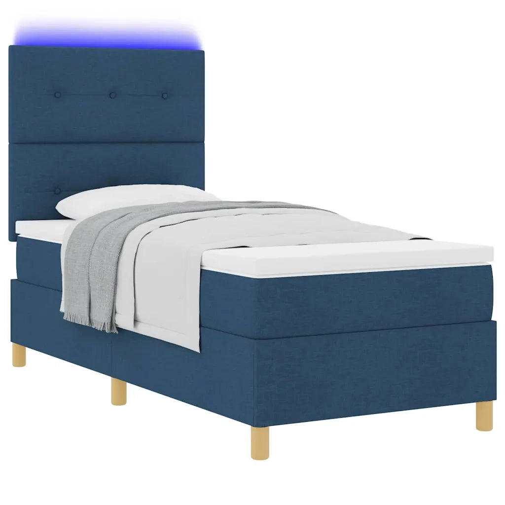 Letto a Sorgente LED con materasso Blu 90 x 200 cm Tessuto 3343074