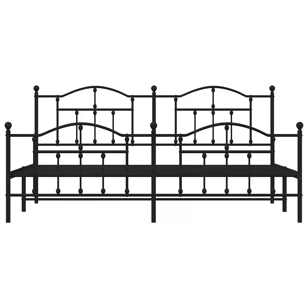 Giroletto con Testiera e Pediera Metallo Nero 193x203 cm 353463