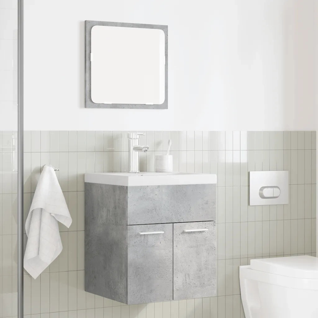 Set Mobili da Bagno 2 pz Grigio Cemento in Legno Multistrato