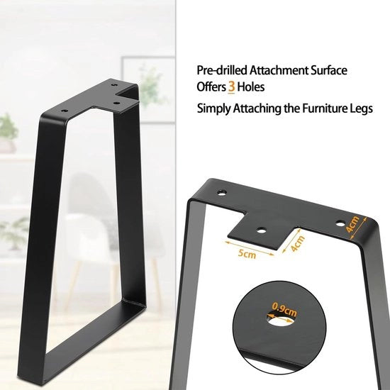 Piedistalli per tavolo, metallo, nero, 35,7 cm, piedistalli trapezoidali per mobili in metallo, materiale in acciaio robusto e design industriale moderno per tavolo da salotto e scrivania DIY