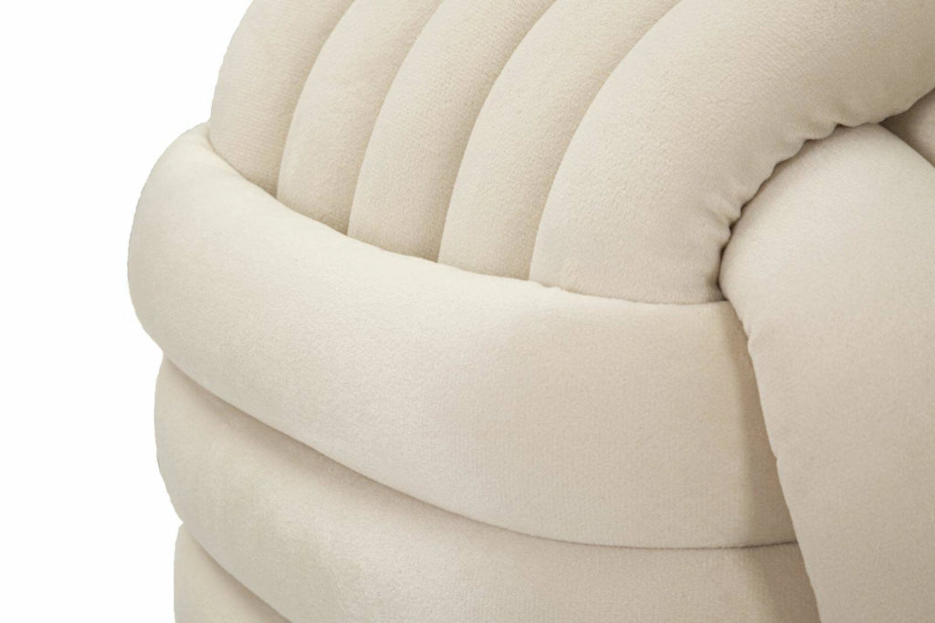 Pouf Bozzente, Poltrona multiuso, Scendiletto, Pouf poggiapiedi, 45x45 h45 cm, Crema