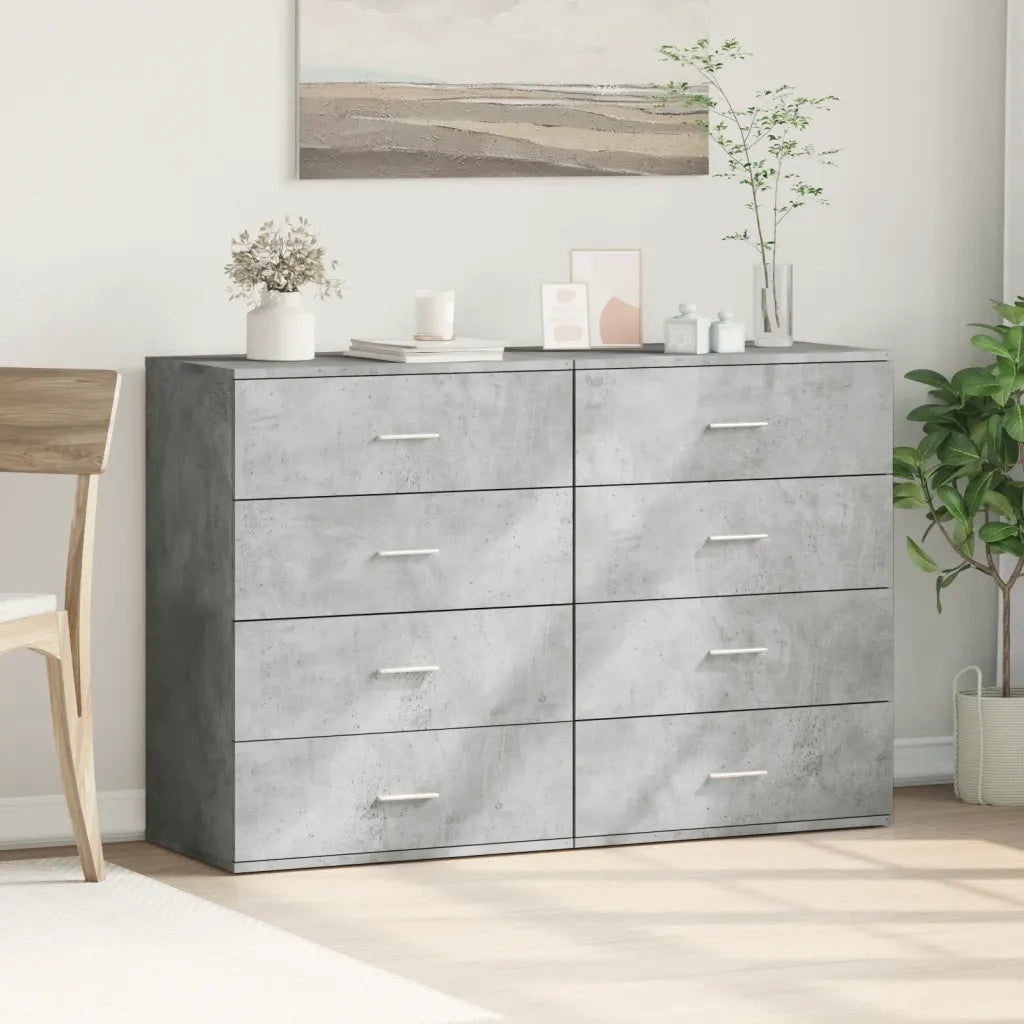 Credenze 2 pz | Madia | Buffet da pranzo | Armadio da pranzo Grigio Cemento 60x39x80 cm in Legno Multistrato